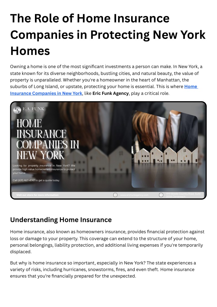 the role of home insurance companies