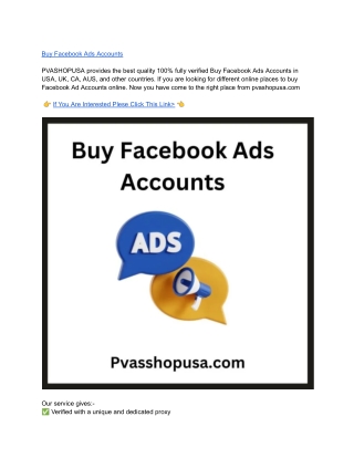 Buy Facebook ads accounts for sale