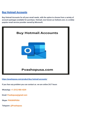 Best 10 Sites To Buy Hotmail Accounts In This Year