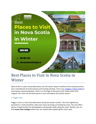 Best Places to Visit in Nova Scotia in Winter
