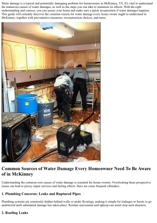 Usual Causes of Water Damage Every House Owner Should Understand in McKinney