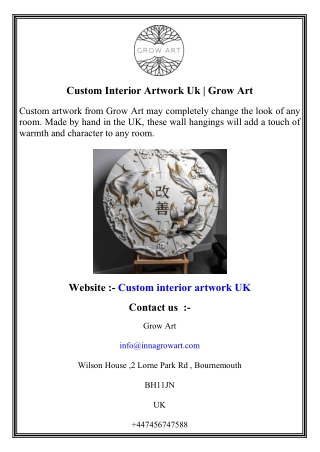 Custom Interior Artwork Uk   Grow Art