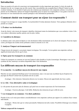 **Comment choisir son transport pour un séjour éco-responsable ?**