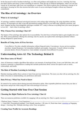 AI Astrologer at Your Fingertips: Free Chat Sessions