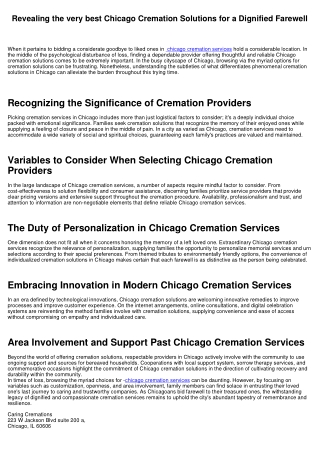 Revealing the Best Chicago Cremation Solutions for a Sensible Goodbye