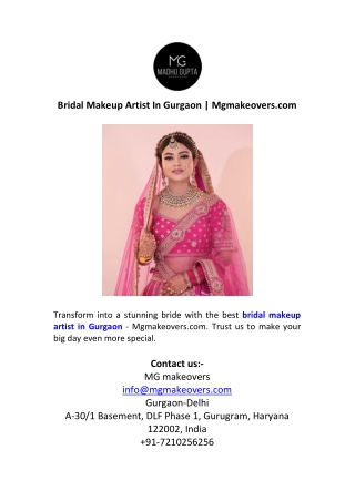 Bridal Makeup Artist In Gurgaon  Mgmakeovers.com