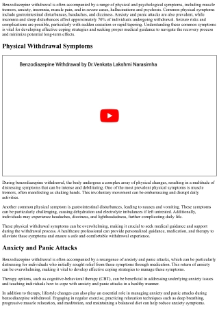 Common Benzodiazepine Withdrawal Symptoms