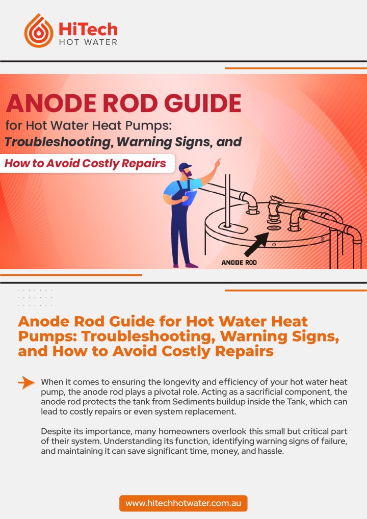 anode rod guide for hot water heat pumps