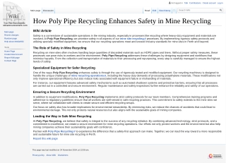 How Poly Pipe Recycling Enhances Safety in Mine Recycling