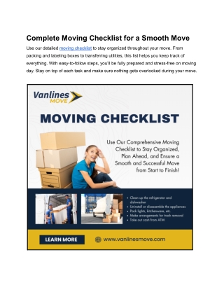 complete moving checklist for a smooth move