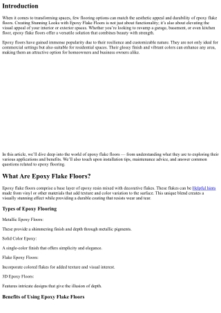 Creating Stunning Looks with Epoxy Flake Floors