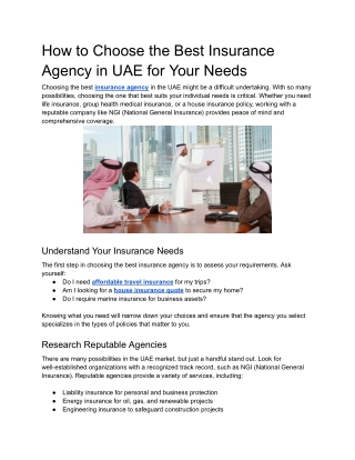 How to Choose the Best Insurance Agency in UAE for Your Needs