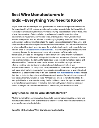 Find the Best Wire Manufacturers in India for Your Needs