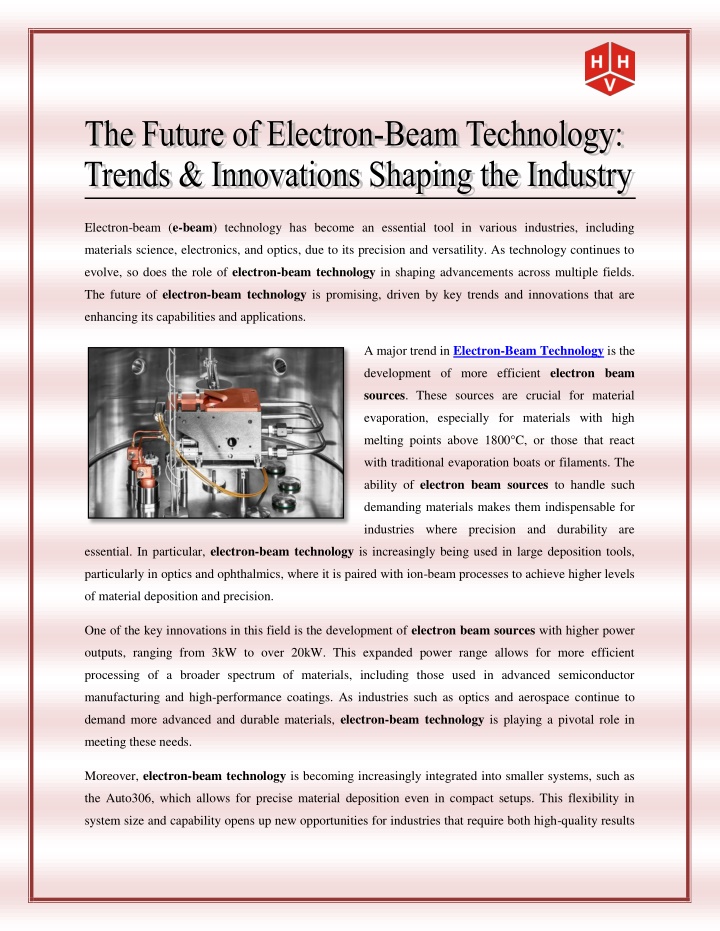 electron beam e beam technology has become