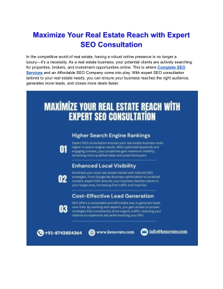 Maximize Your Real Estate Reach with Expert SEO Consultation