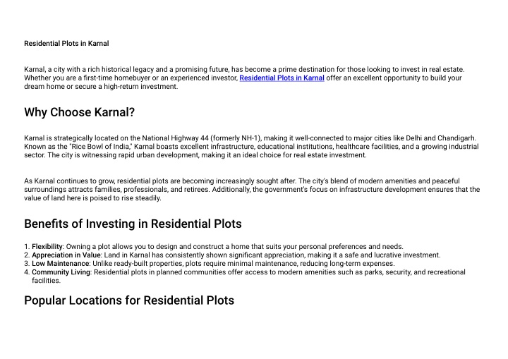 residential plots in karnal