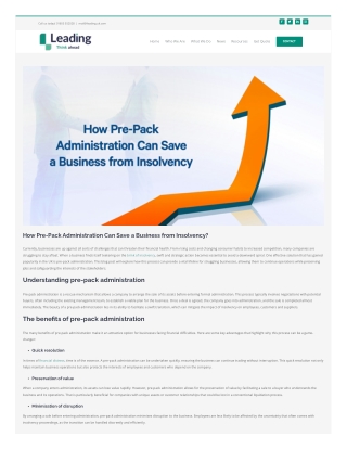 Pre-Pack Administration Can Save a Business from Insolvency