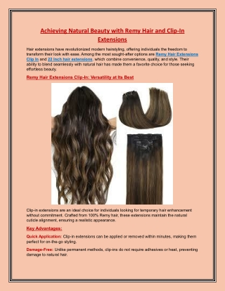 Achieving Natural Beauty with Remy Hair and Clip-In Extensions