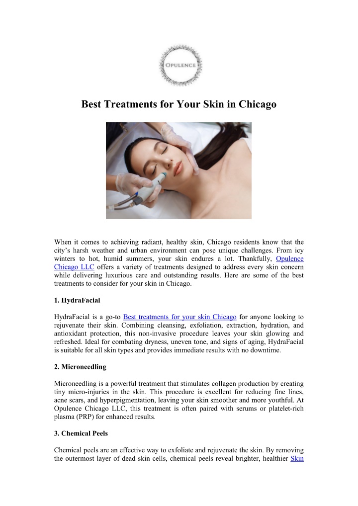 best treatments for your skin in chicago