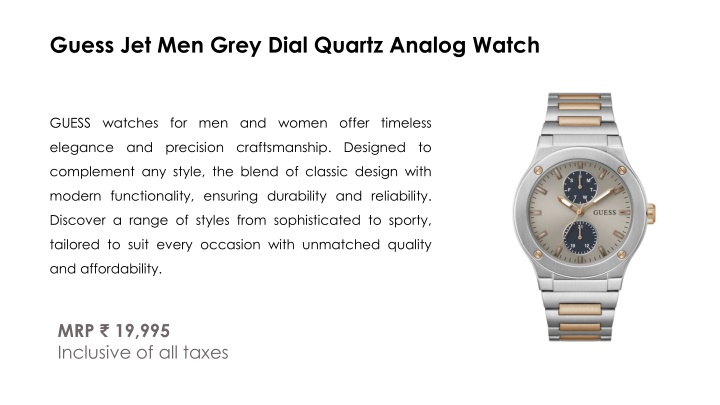 guess jet men grey dial quartz analog watch