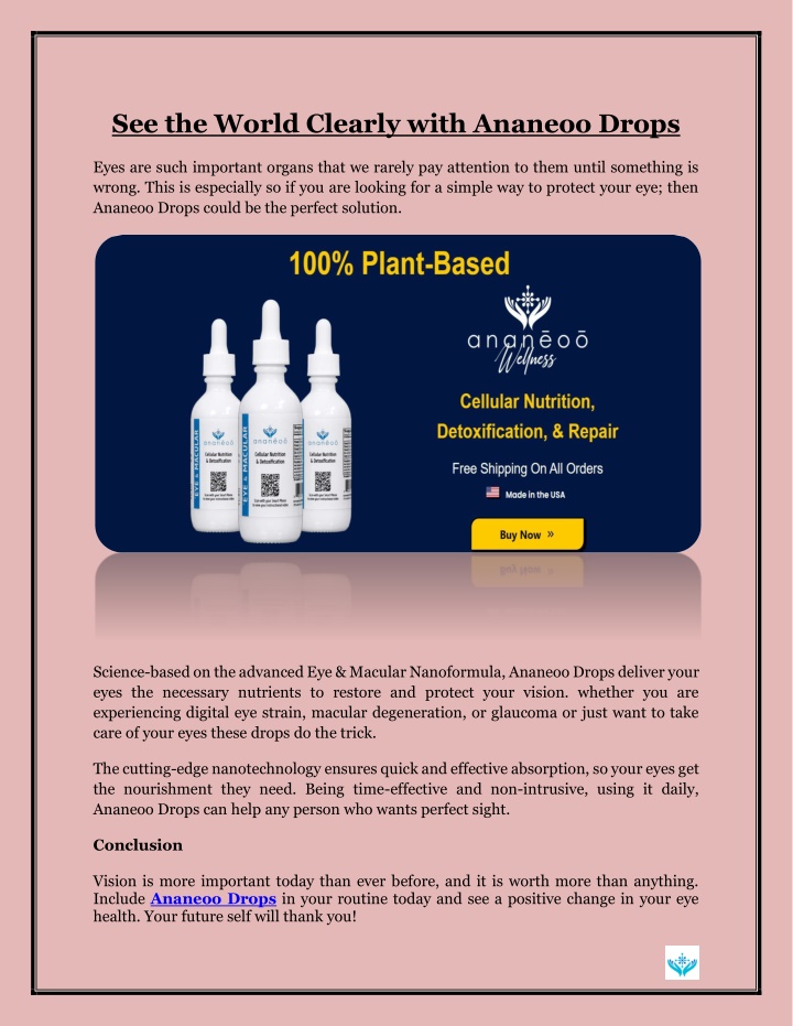 see the world clearly with ananeoo drops