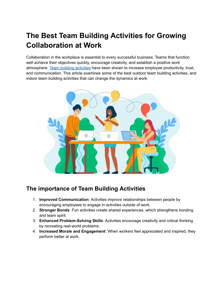 the best team building activities for growing