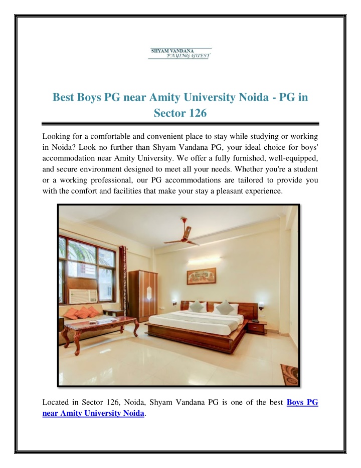 best boys pg near amity university noida