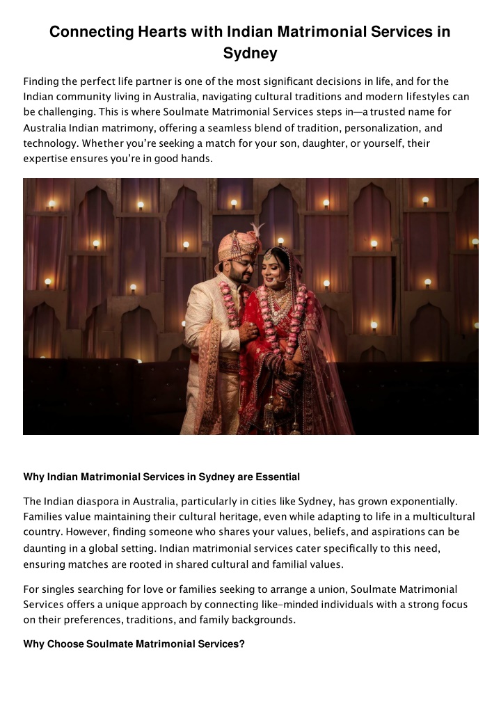 connecting hearts with indian matrimonial