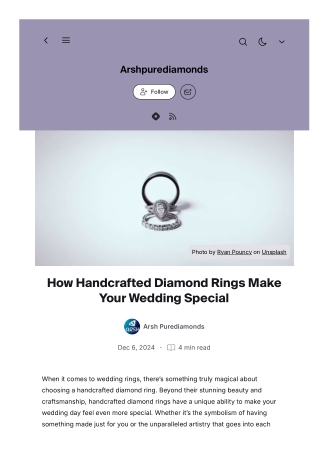 How Handcrafted Diamond Rings Make Your Wedding Special