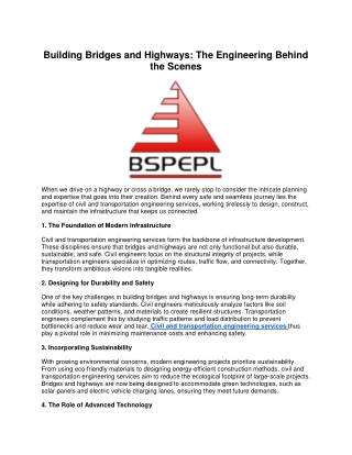 building bridges and highways the engineering