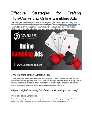 effective high converting online gambling ads