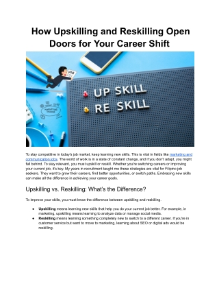how upskilling and reskilling open doors for your