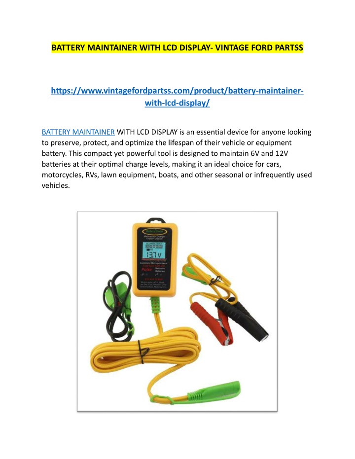 battery maintainer with lcd display vintage ford