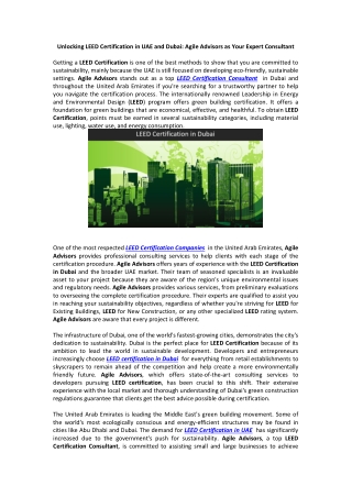 Unlocking LEED Certification in UAE and Dubai