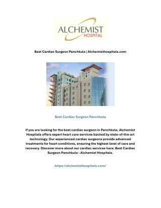 Best Cardiac Surgeon Panchkula | Alchemisthospitals.com