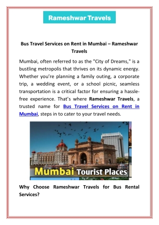 Bus Travel Services on Rent in Mumbai  Rameshwar Travels