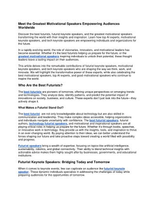 Meet the Greatest Motivational Speakers Empowering Audiences Worldwide