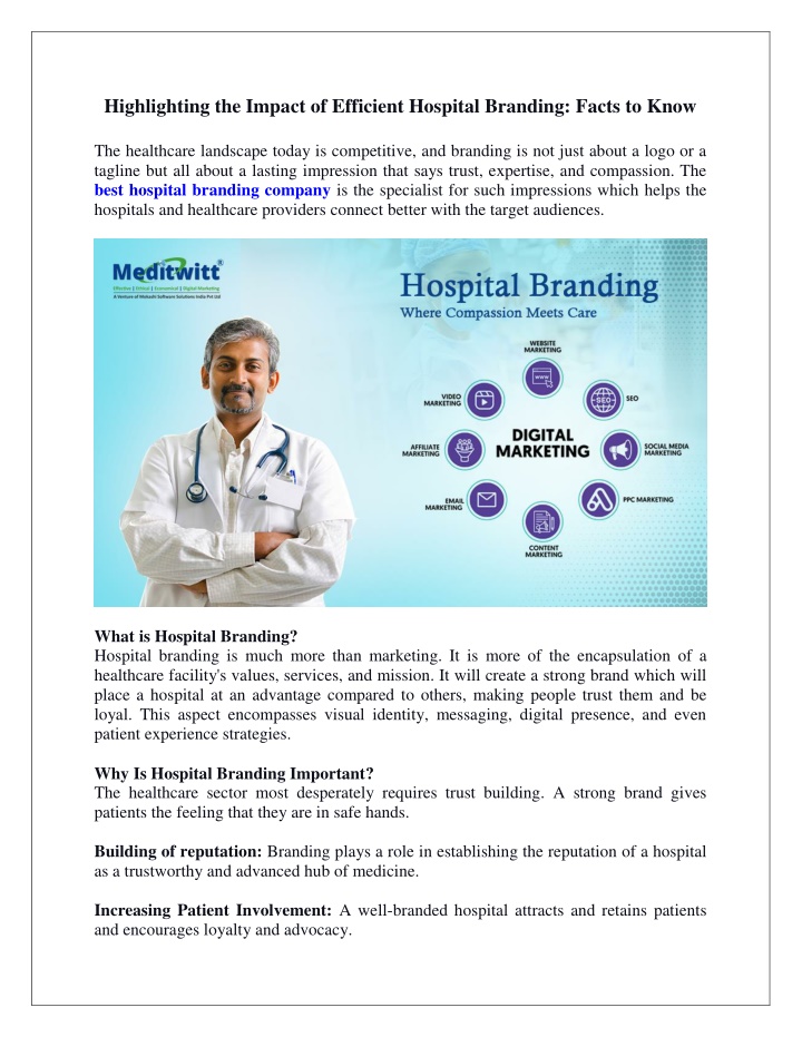 highlighting the impact of efficient hospital