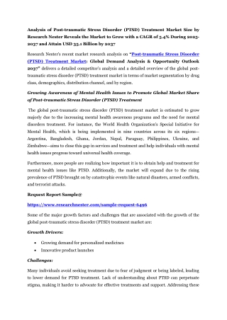 Post-traumatic Stress Disorder (PTSD) Treatment Market