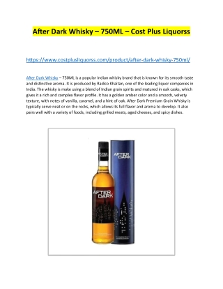 After Dark Whisky