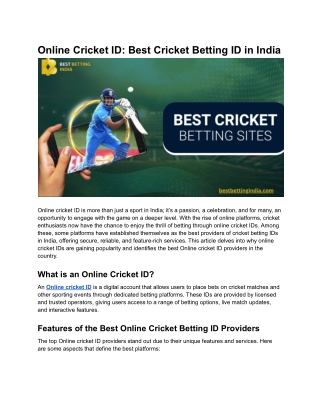 Online Cricket ID_ Best Cricket Betting ID in India