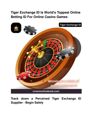 Tiger Exchange ID Is World's Toppest Online Betting ID For Online Casino Games