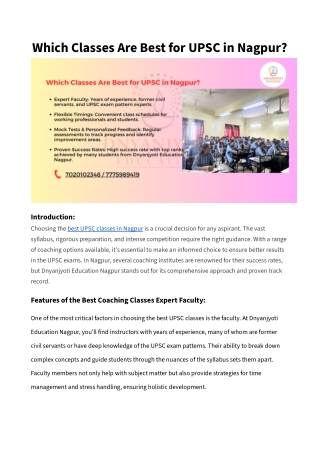Which Classes Are Best for UPSC in Nagpur_