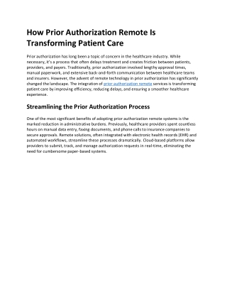 how prior authorization remote is transforming