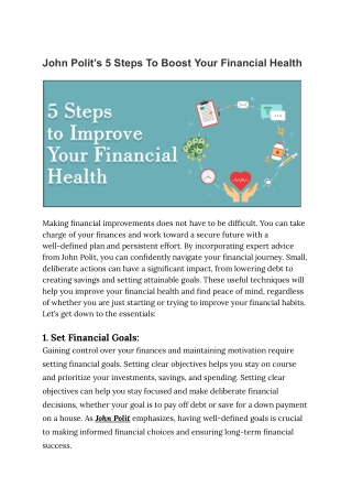 Achieve Financial Wellness with John Polit’s 5 Steps to Better Financial Health