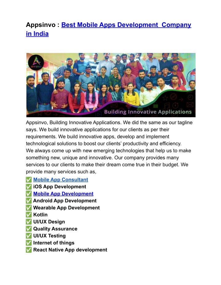 appsinvo best mobile apps development company