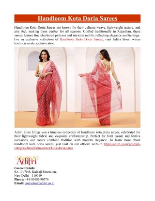 handloom kota doria sarees