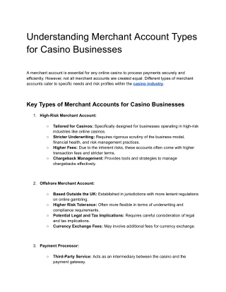 Understanding Merchant Account Types for Casino Businesses