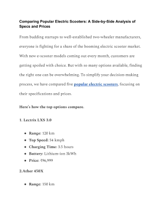 comparing popular electric scooters a side