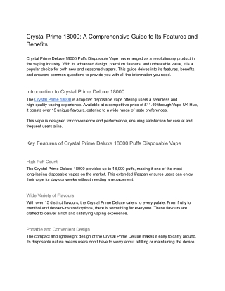 crystal prime 18000 a comprehensive guide